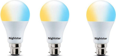 Nightstar 9 W Basic Standard B22 LED Bulb(White, Yellow, Pack of 3)