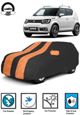 J S R Car Cover For Maruti Suzuki Ignis (With Mirror Pockets)(Black, Orange)