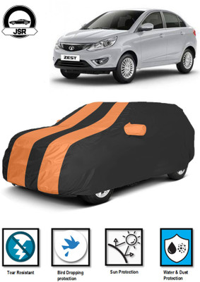 J S R Car Cover For Tata Zest (With Mirror Pockets)(Black, Orange)