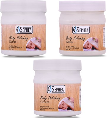 SEPHEA Body Polishing Scrub 500ml, Mask 500ml & Cream 500ml(3 Items in the set)