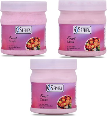 SEPHEA Fruit Scrub 500ml, Mask 500ml & Cream 500ml(3 Items in the set)