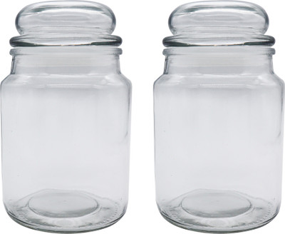 shivam enterprises Glass Grocery Container  - 800 ml(Pack of 2, Clear)