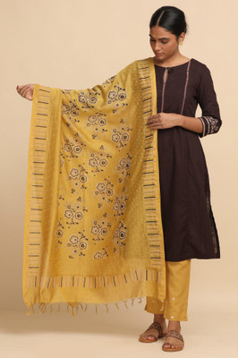 W Cotton Blend Floral Print Women Dupatta