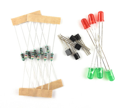 SAMAES Combo Pack of 5xBC547 Transistor, 5x1K & 5x100 Ohm Resistor, 3xRed & 3xGreen Led Electronic Components Electronic Hobby Kit