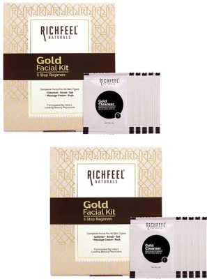 RICHFEEL Gold Facial Kit| Parlour Like Instant Glow Bright & Glowing Skin 30 g(Pack of 2)(2 x 30 g)