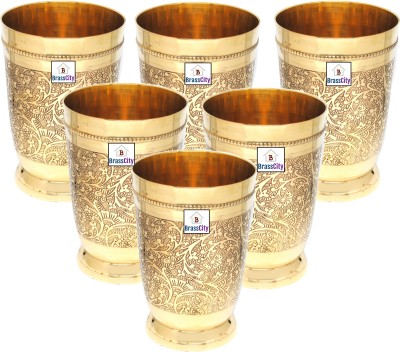 BrassCity (Pack of 6) B-GL1-P6 Glass Set Water/Juice Glass(280 ml, Brass, Brown)