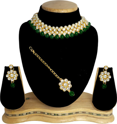 DIYA JEWELLERY Alloy Gold-plated Green Jewellery Set(Pack of 1)