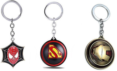 OHZEN Spiderman,Superman,Red Iron man Rotating Keychain Key Chain