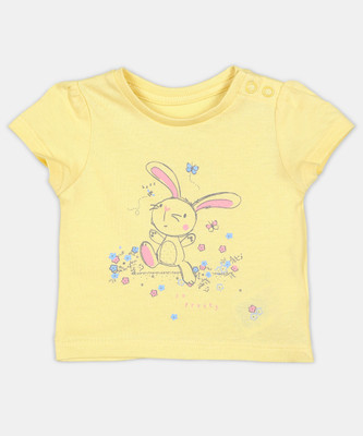 Mothercare Baby Girls Printed Cotton Blend Regular T Shirt(Multicolor, Pack of 1)