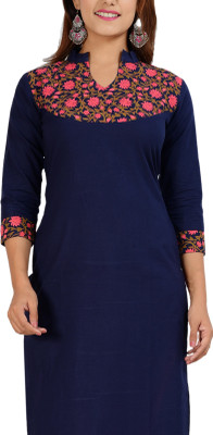 Parchhai Women Solid Straight Kurta(Blue)