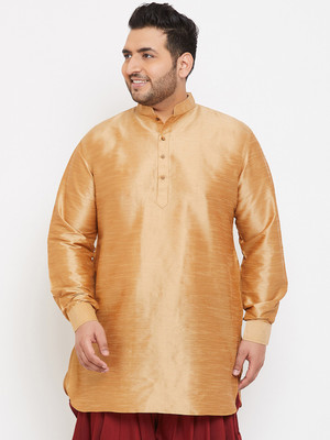 VASTRAMAY PLUS Men Solid Straight Kurta(Gold)