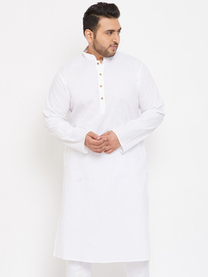 VASTRAMAY PLUS Men Solid Straight Kurta(White, Yellow)