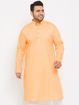VASTRAMAY PLUS Men Solid Straight Kurta(Orange)