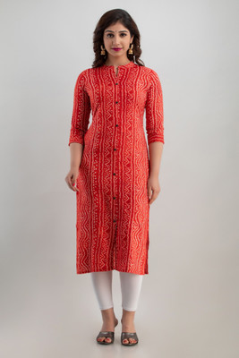 PARIKSHIT Women Printed Straight Kurta(Red)