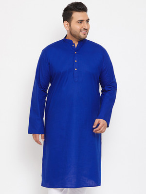 VASTRAMAY PLUS Men Solid Straight Kurta(Blue)