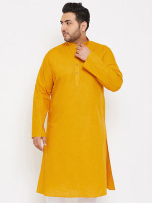 VASTRAMAY PLUS Men Solid Straight Kurta(Yellow)