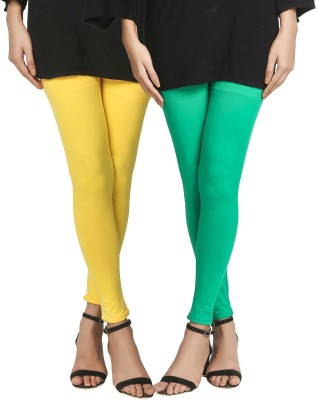 SwaNit Ankle Length  Ethnic Wear Legging(Yellow, Green, Solid)