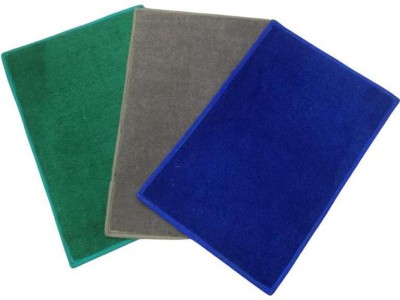 Casanest Cotton Door Mat(Green, Grey, Blue, Medium, Pack of 3)