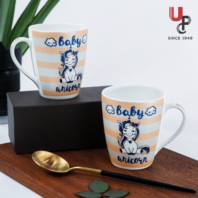 U.P.C. Print Series Fine Bone China Ceramics 300ml (Pack of 2) Bone China Coffee Mug(300 ml, Pack of 2)