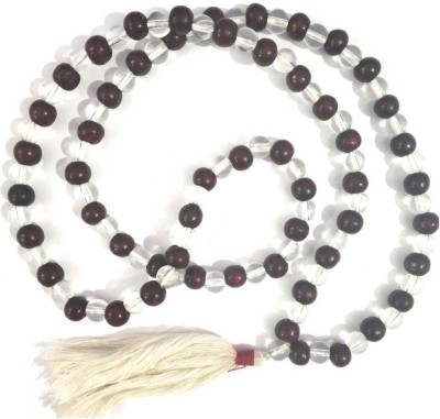 Yuvi Shoppe Sandalwood beads and Crystal glass beads Handmade 108+1 beads Mala Glass Chain