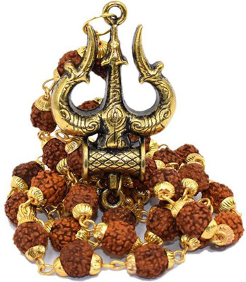 Tathastu Lord Shiv Trishul Locket with Panchmukhi Rudraksha Mala For Men/Woman Gold-plated Plated Brass Chain