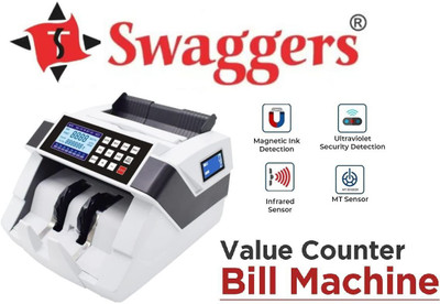 SWAGGERS Loose Mix Note Value Counting Machine for Indian Currency(10,20,50,100,200,500,2000) with Fake Note Detector Heavy Duty Value Money Counting Machine Note Counting Machine(Counting Speed - 1000 notes/min)
