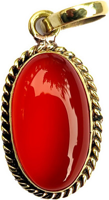 PRIYANSHU NAVRATN Red Yamini 10.25 Ratti Sulemani Hakik Lab Certified Gold Plated Pendant Locket Gold-plated Agate Alloy Pendant