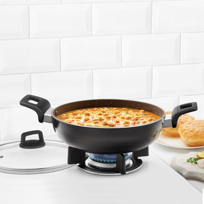 BOROSIL Granite Kadhai 20 cm diameter with Lid 1.5 L capacity(Aluminium, Non-stick, Induction Bottom)