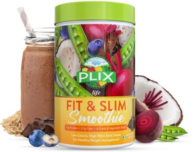 Plix Fit & Slim Chocolate Smoothie Meal Replacement Drink, High Fibre for Digestion Protein Shake(500 g, Chocolate)