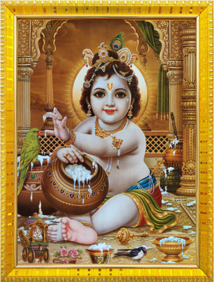 koshtak Bal Krishana Bal Gopal Ladu Gopal Kanha ji Makhan Chor Photo Frame Religious Frame