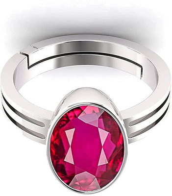 Sidharth Gems 7.25 Ratti 6.00 Carat Natural Ruby Silver Manik Ring Adjustable Panchdhatu Ring Brass Ruby Rhodium Plated Ring