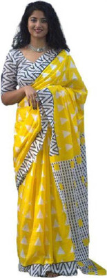 NIKHILAM Striped Handloom Pure Cotton Saree(Yellow)