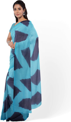 KHATRI AND SONS Printed Bandhani Chiffon Saree(Blue)