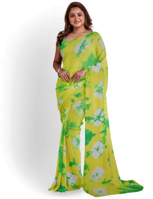 KHATRI AND SONS Printed Bandhani Chiffon Saree(Yellow)