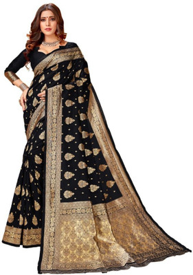 eRetail Aura Woven Bollywood Art Silk Saree(Black)