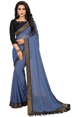 Om Sai Creation Embroidered Banarasi Georgette Saree(Grey)
