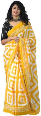 NIKHILAM Striped Handloom Pure Cotton Saree(Yellow)