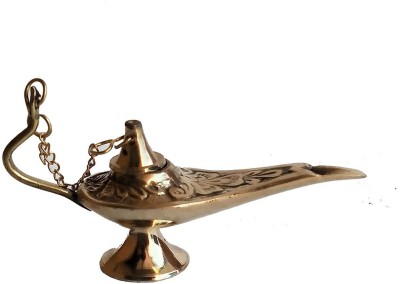 Brass Miniature Aladdin's Chirag_01 5 cm Handicraft & Artifact Showpiece(Brass, Gold)