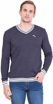 JUMP USA Woven V Neck Casual Men Blue Sweater