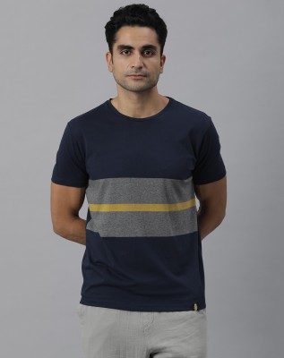 RARE RABBIT Colorblock Men Round Neck Navy Blue T-Shirt