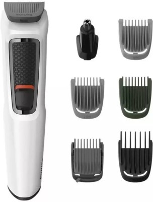PHILIPS MG3721/77 Cordless Multi-Grooming 7-in-1 for Face-Hair-Body-Nose Trimmer  Runtime: 60 min Trimmer for Men(White)