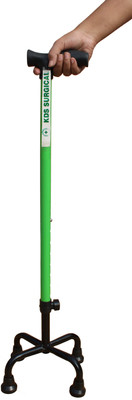 KDS SURGICAL 4 Leg Black Base Green Height Adjustable Men Women Old People Patient Walking Stick