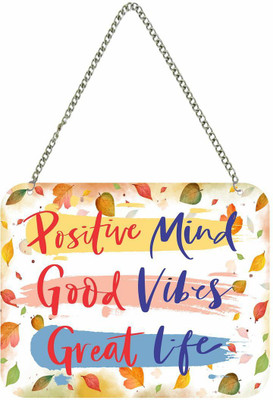 KREEPO Positive Mind-Good Vibes-Great Life Quote Wooden Wall Hanging Home Decor_K6(White)