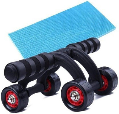 Shopeleven Ab Four Roller Exercise Wheel with Knee Mat for Stomach Exercise Training Ab Exerciser(Black, Red)