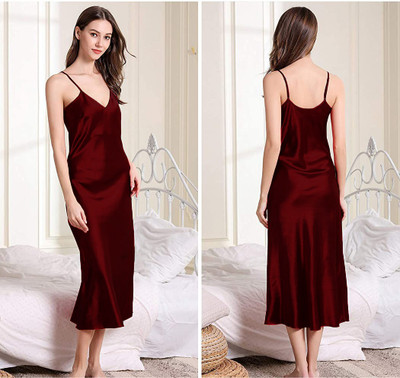 UWNAQA Women Nighty with Robe(Brown)