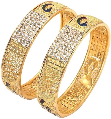 GEODE DELIGHT Alloy Cubic Zirconia Gold-plated Bangle Set(Pack of 2)