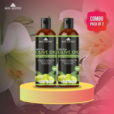 Bon Austin Premium Olive oil - Cold Pressed & Unrefined Combo pack of 2 bottles of 100 ml(200 ml)(200 ml)