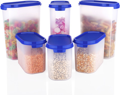 OMORTEX Plastic Grocery Container  - 2500 ml, 1000 ml(Pack of 6, Blue)