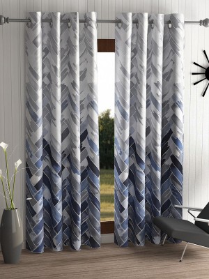 Home Sizzler 153 cm (5 ft) Polyester Semi Transparent Window Curtain (Pack Of 2)(Geometric, Grey)