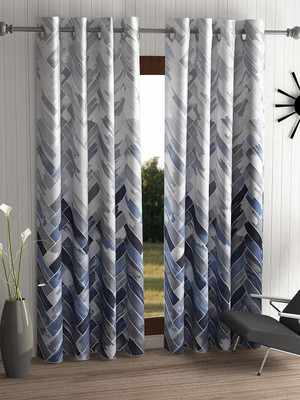 Home Sizzler 213 cm (7 ft) Polyester Semi Transparent Door Curtain (Pack Of 2)(Geometric, Grey)